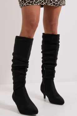 Dorothy Perkins Bottes Khloe à Talon Chaton Montantes au Genou en synthétique Froncé< Bottes|Bottes En Daim