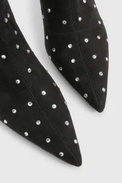 Bottes à la cheville en synthétique cloutées à bout pointu