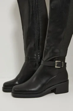 Bottes Melanie à Talon Bloc Moyen avec Détail Boucle en synthétique Montant au Genou