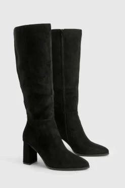 boohoo Bottes mi-cuisse à talon bloc< Bottes|Bottes Hautes