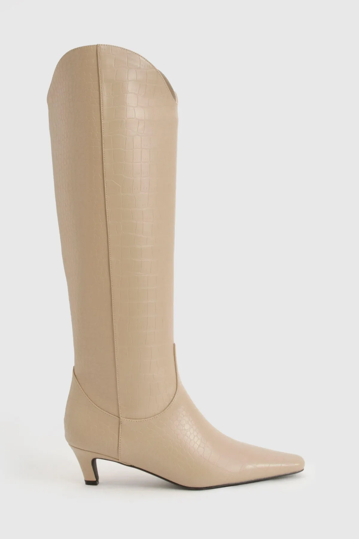 boohoo Bottes mi-hautes Croc à talon bas< Bottes|Bottes Hautes