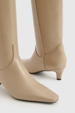 boohoo Bottes mi-hautes Croc à talon bas< Bottes|Bottes Hautes
