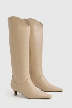 boohoo Bottes mi-hautes Croc à talon bas< Bottes|Bottes Hautes