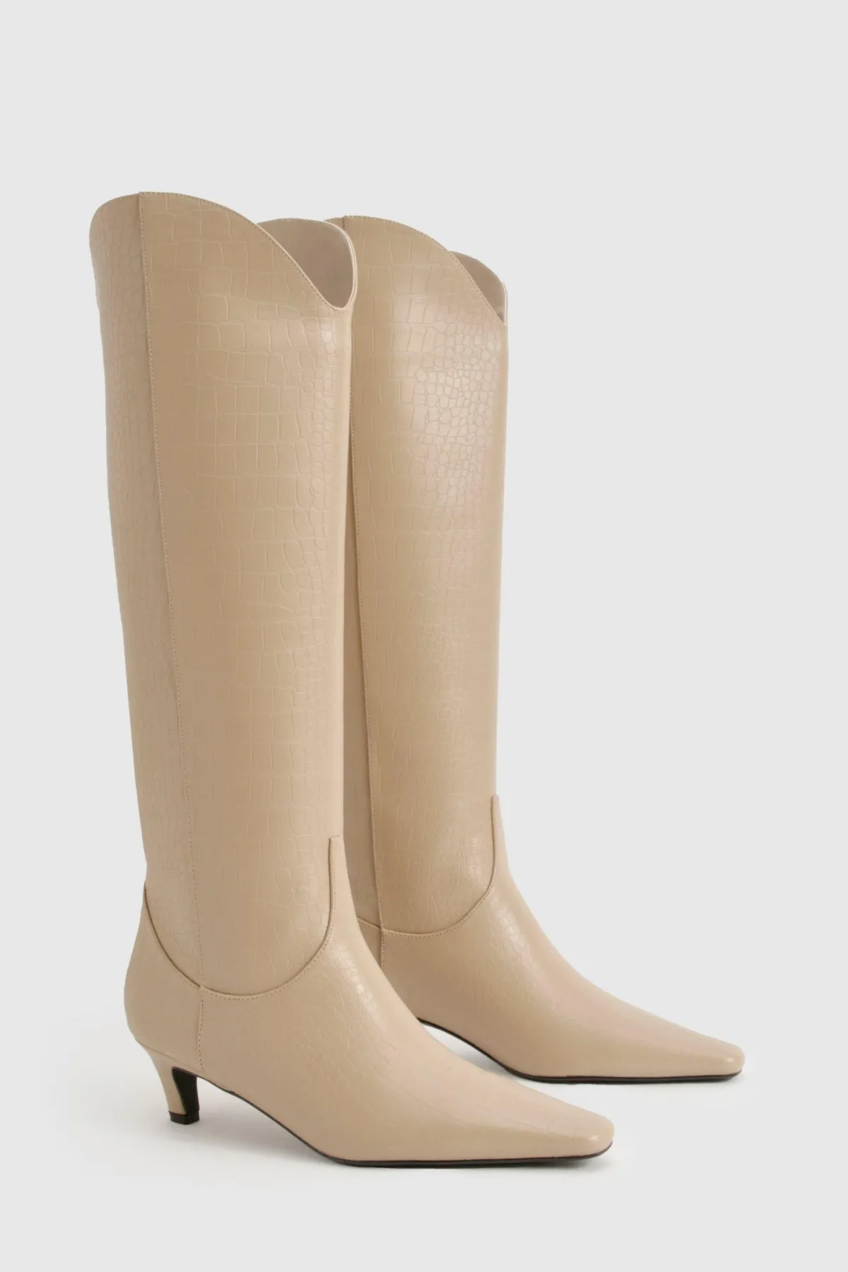 boohoo Bottes mi-hautes Croc à talon bas< Bottes|Bottes Hautes