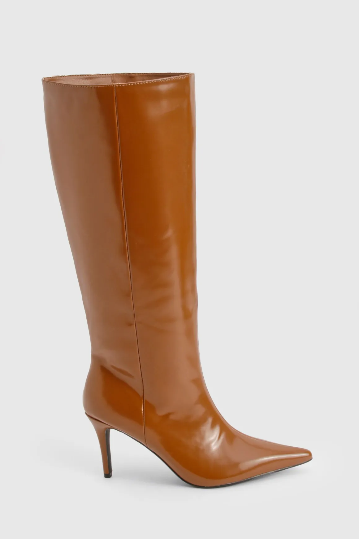 Bottes mi-hautes à look cuir premium à bout pointu