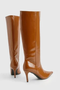 Bottes mi-hautes à look cuir premium à bout pointu