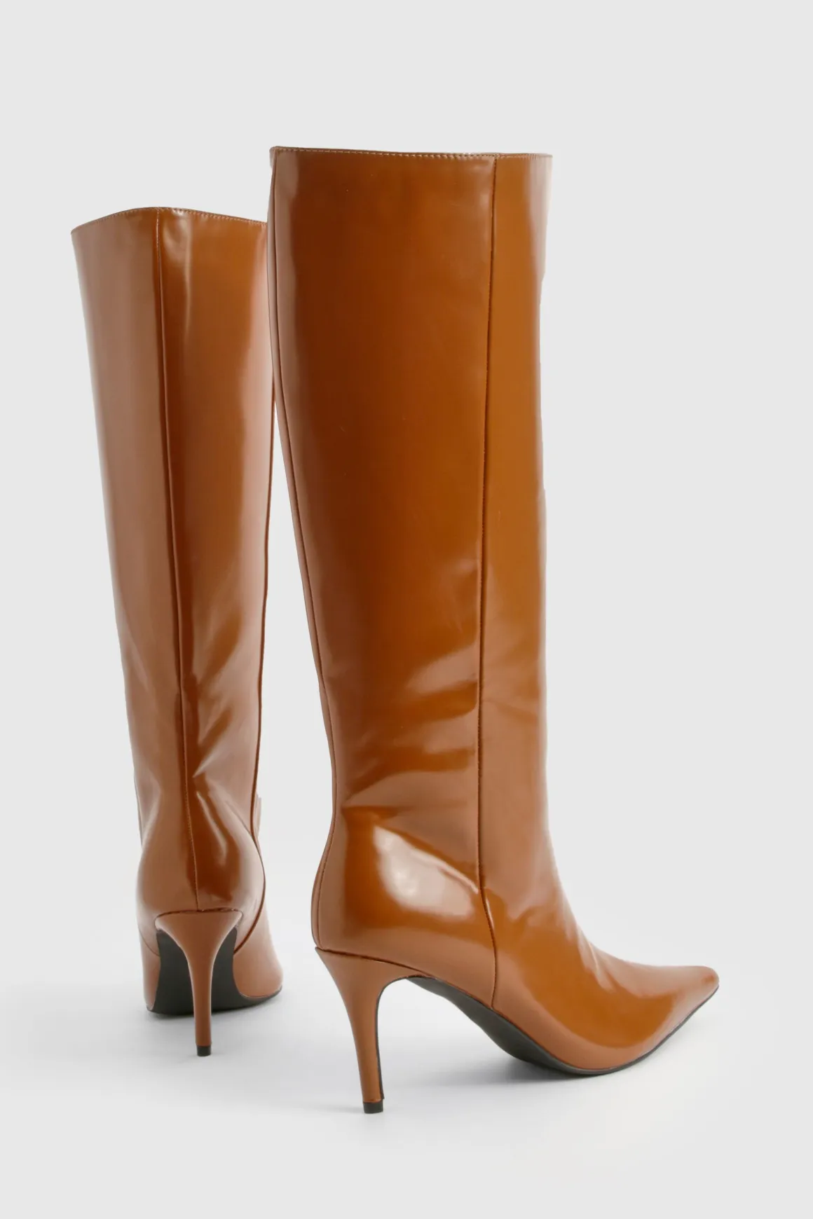 Bottes mi-hautes à look cuir premium à bout pointu
