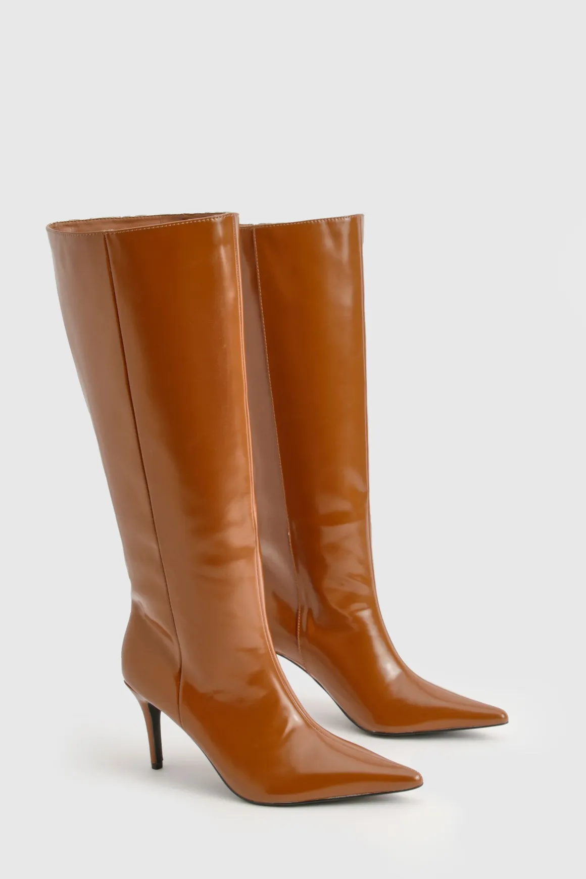 Bottes mi-hautes à look cuir premium à bout pointu