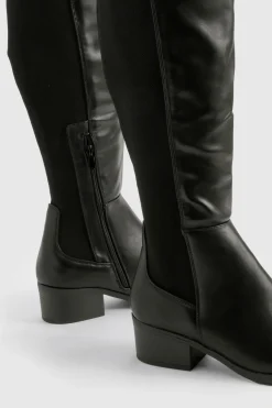 Bottes mi-hautes à panneau élastique détail coupe large