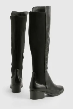 Bottes mi-hautes à panneau élastique détail coupe large