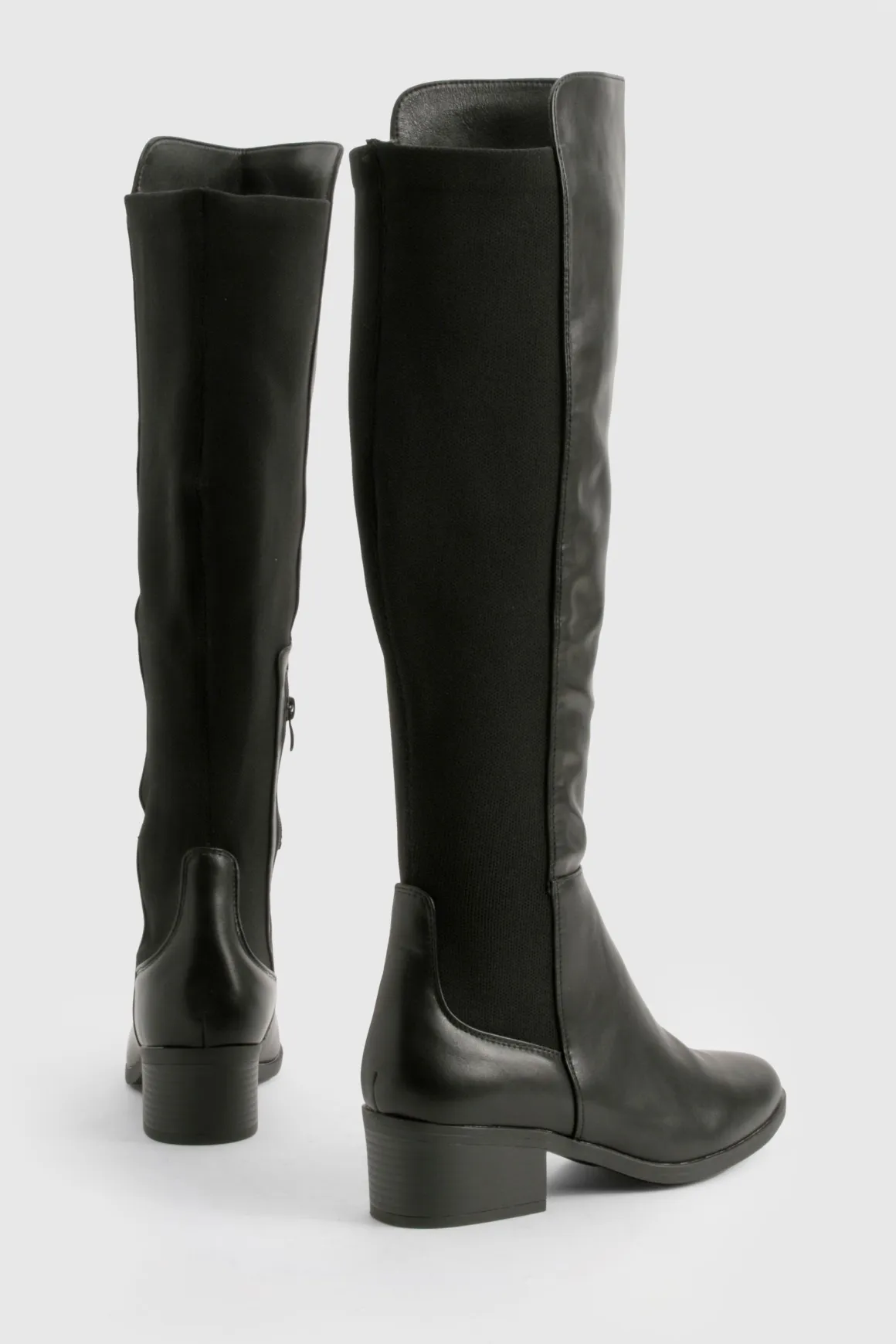 Bottes mi-hautes à panneau élastique détail coupe large