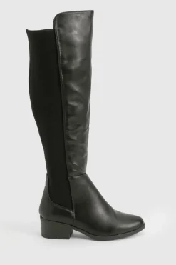 Bottes mi-hautes à panneau élastique détail coupe large