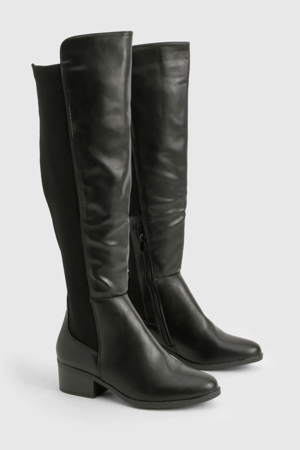 Bottes mi-hautes à panneau élastique détail coupe large