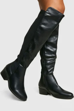 Bottes mi-hautes à panneau élastique détail coupe large