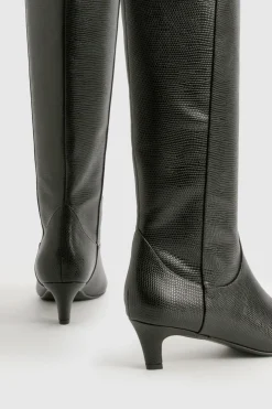 Bottes mi-jambes à talon bas effet crocodile