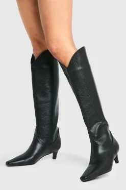 Bottes mi-jambes à talon bas effet crocodile