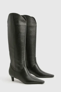 Bottes mi-jambes à talon bas effet crocodile