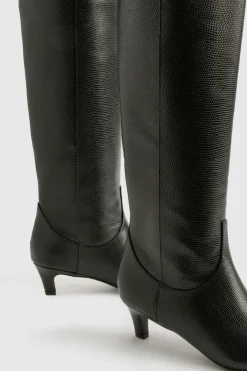 Bottes mi-jambes à talon bas effet crocodile
