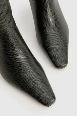 Bottes mi-jambes à talon bas effet crocodile
