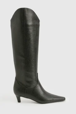 Bottes mi-jambes à talon bas effet crocodile