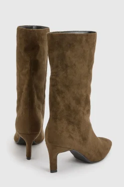 Bottes Mi-mollet À Talon Aiguille Bas En Synthétique