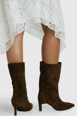 Bottes Mi-mollet À Talon Aiguille Bas En Synthétique