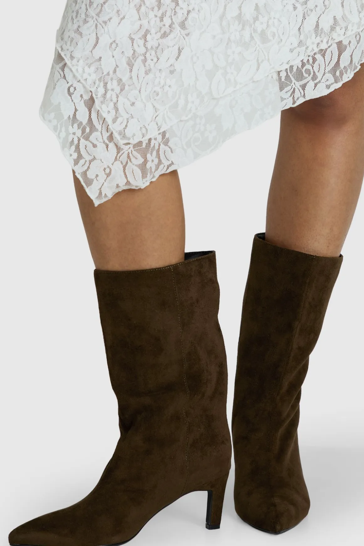 Bottes Mi-mollet À Talon Aiguille Bas En Synthétique