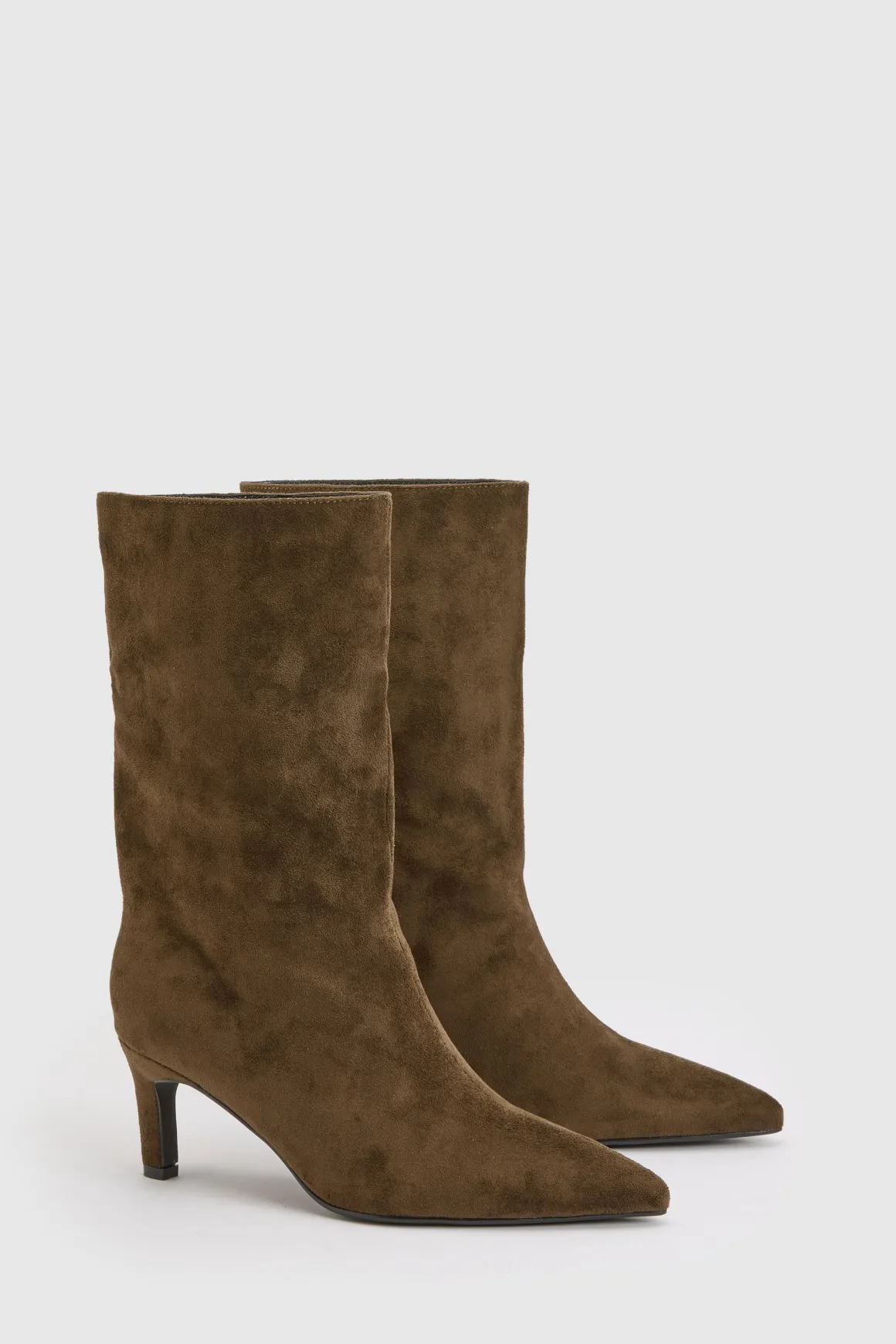 Bottes Mi-mollet À Talon Aiguille Bas En Synthétique