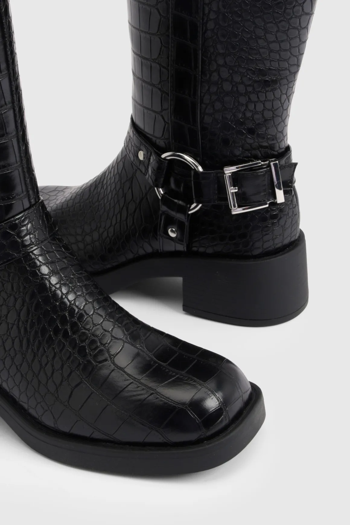 Bottes Montantes à Bout Carré Chunky