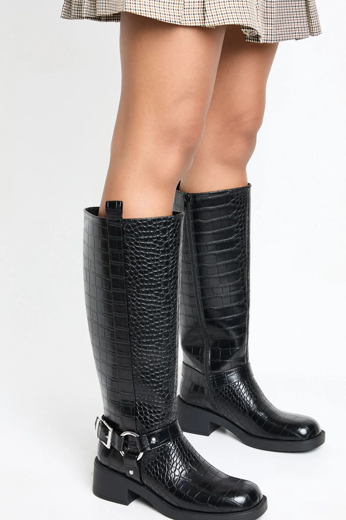 Bottes Montantes à Bout Carré Chunky