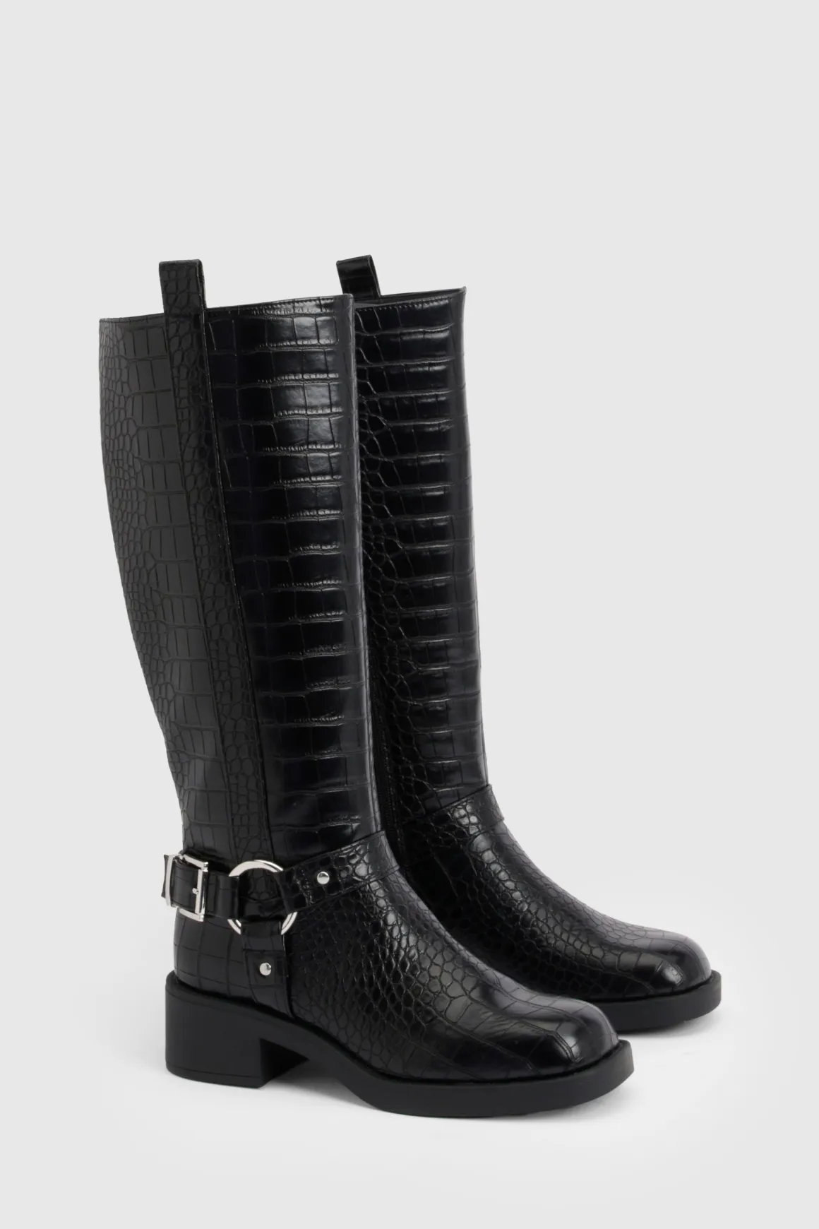 Bottes Montantes à Bout Carré Chunky