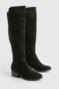 Bottes montantes à coupe large avec détail de panneau élastique