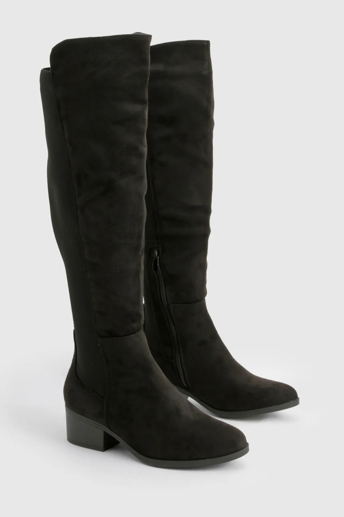 Bottes montantes à coupe large avec détail de panneau élastique