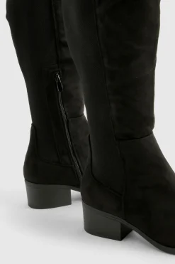 Bottes montantes à coupe large avec détail de panneau élastique