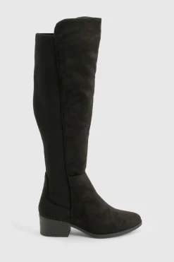 Bottes montantes à coupe large avec détail de panneau élastique