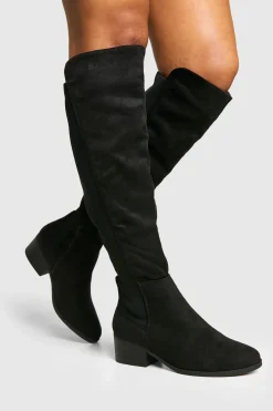 Bottes montantes à coupe large avec détail de panneau élastique