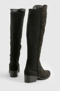 Bottes montantes à coupe large avec détail de panneau élastique