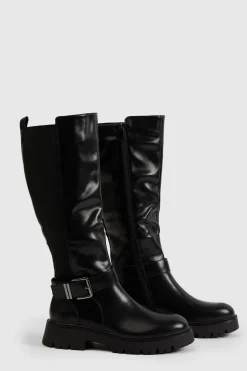 Bottes Montantes à Détails Boucles et Semelle Épaisse