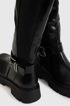 Bottes Montantes à Détails Boucles et Semelle Épaisse