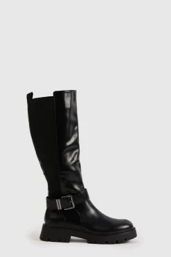 Bottes Montantes à Détails Boucles et Semelle Épaisse