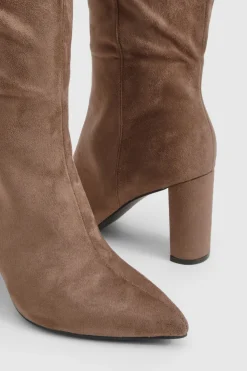 Bottes montantes en faux-suède à talon bloc pour pieds larges