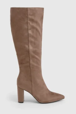 Bottes montantes en faux-suède à talon bloc pour pieds larges