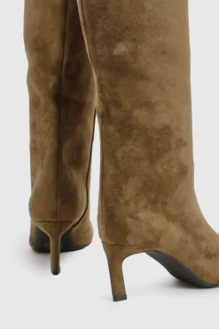 Bottes montantes en synthétique Column à bout pointu et talons hauts jusqu'au genou