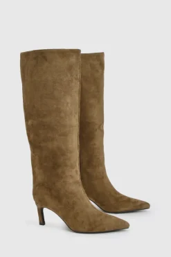 Bottes montantes en synthétique Column à bout pointu et talons hauts jusqu'au genou