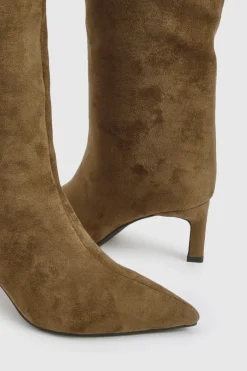 Bottes montantes en synthétique Column à bout pointu et talons hauts jusqu'au genou