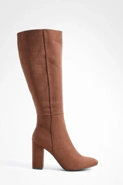 Bottes montantes en synthétique-suède à talons hauts