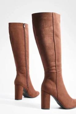 Bottes montantes en synthétique-suède à talons hauts