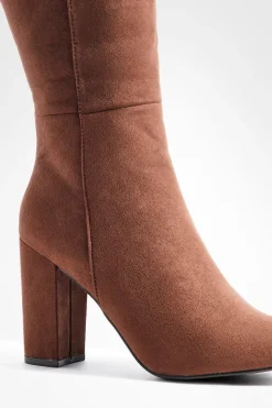 Bottes montantes en synthétique-suède à talons hauts