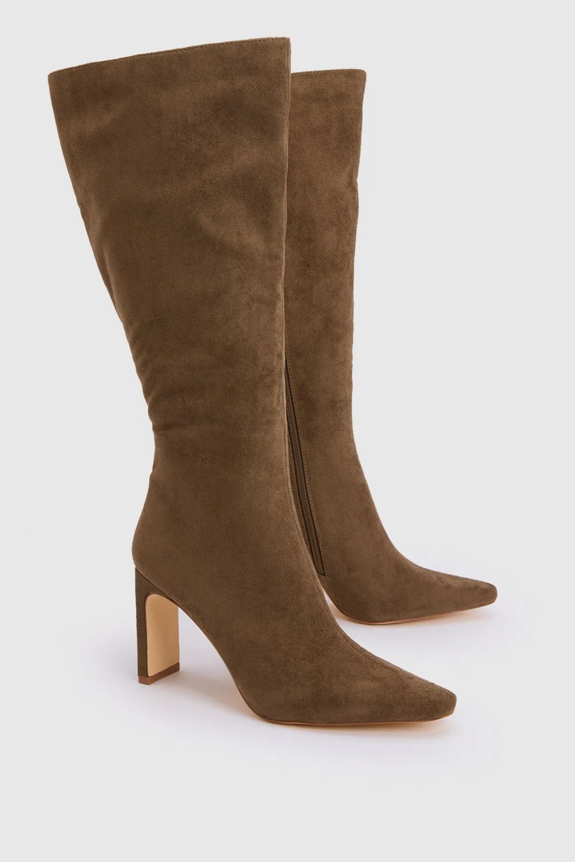 Bottes Montantes À Hauteur Du Genou À Talon Plat Et Bout Pointu