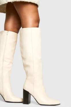 boohoo Bottes montantes jusqu'au genou à talon empilé Column< Bottes|Bottes Hautes